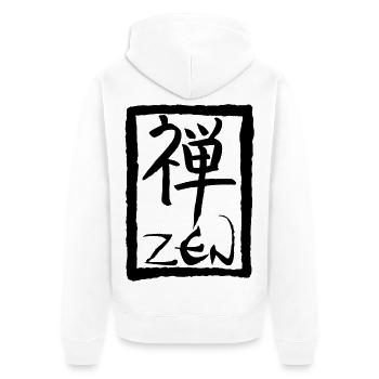 Le mot zen en japonais (noir) - Veste à capuche bio Premium Unisexe - blanc - Dos - Thijin (182cm)