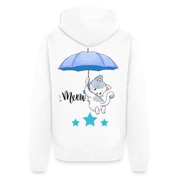 Meow - Unisex Premium Bio Zip Hoodie - Weiß - Hinten - Thijin (182cm)