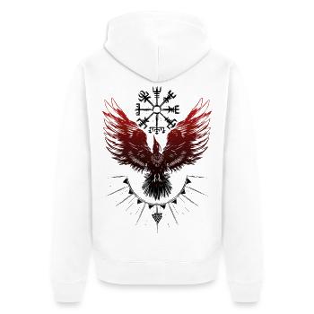 Wikinger Rabe Vegvisir Valknut - Unisex Premium Bio Zip Hoodie - Weiß - Hinten - Thijin (182cm)