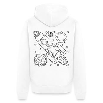 Rakete Weltraum Spaceship - Unisex Premium Bio Zip Hoodie - Weiß - Hinten - Thijin (182cm)