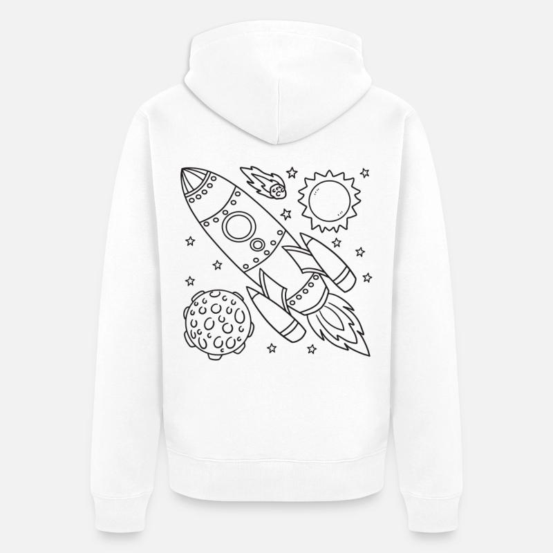 Vaisseau spatial fusée - Veste à capuche bio Premium Unisexe - blanc