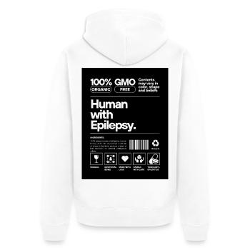 Human with Epilepsy - Unisex Premium Bio Zip Hoodie - Weiß - Hinten - Thijin (182cm)