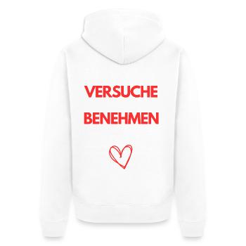 Ich Versuche Mich Zu Benehmen – Mama - Unisex Premium Bio Zip Hoodie - Weiß - Hinten - Thijin (182cm)