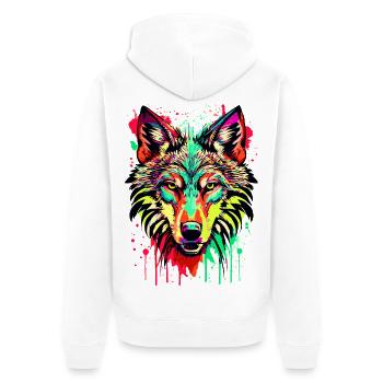 Wolf Colorful - Colorful Wolf - I Love Wolves - Unisex Premium Organic Zip Hoodie - white - Back - Thijin (182cm)