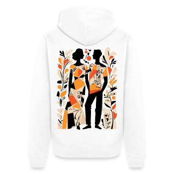 Abstract Art Man and Woman - Unisex Premium Organic Zip Hoodie - white - Back - Thijin (182cm)