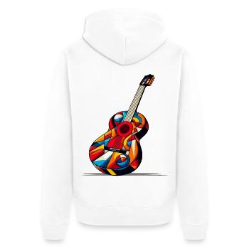 Multicolored Cubist Style Classical Guitar - Unisex Premium Organic Zip Hoodie - white - Back - Thijin (182cm)