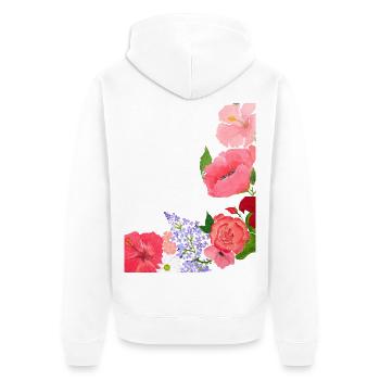Sommer Blüten Motiv Flower Power - Unisex Premium Bio Zip Hoodie - Weiß - Hinten - Thijin (182cm)