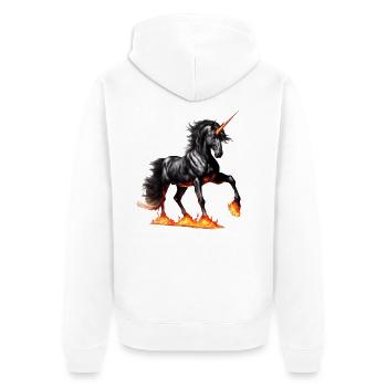 La puissante licorne noire - Veste à capuche bio Premium Unisexe - blanc - Dos - Thijin (182cm)
