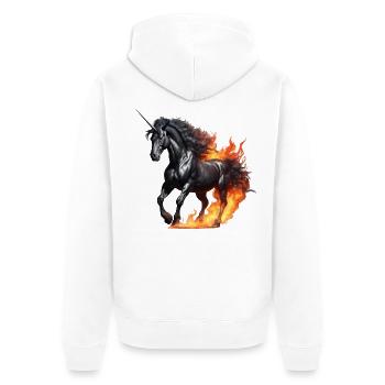 La puissante licorne noire - Veste à capuche bio Premium Unisexe - blanc - Dos - Thijin (182cm)