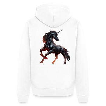 La puissante licorne noire - Veste à capuche bio Premium Unisexe - blanc - Dos - Thijin (182cm)