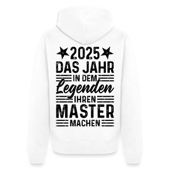 2025 Das Jahr in dem Legenden ihren Master machen - Unisex Premium Bio Zip Hoodie - Weiß - Hinten - Thijin (182cm)