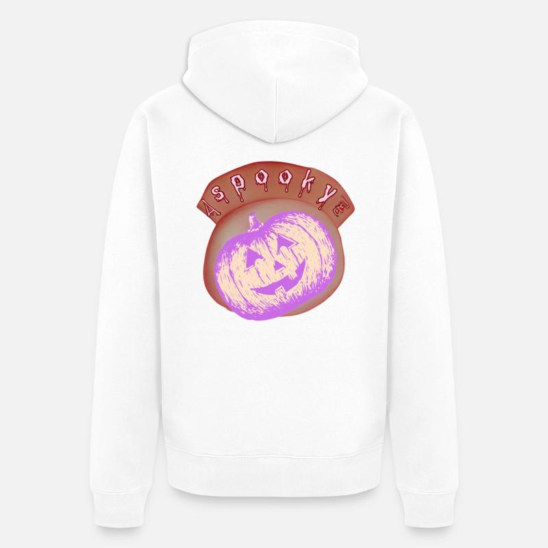 Citrouille lumineuse lilas Halloween - Veste à capuche bio Premium Unisexe - blanc