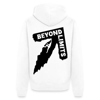 Beyond Limits - Climber [Schwarz] - Unisex Premium Bio Zip Hoodie - Weiß - Hinten - Thijin (182cm)