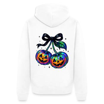 Schillernde Kirschkürbisse, Halloween Kürbisse - Unisex Premium Bio Zip Hoodie - Weiß - Hinten - Thijin (182cm)