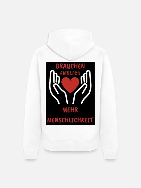 Heart and hand design with message - Unisex Premium Organic Zip Hoodie - white