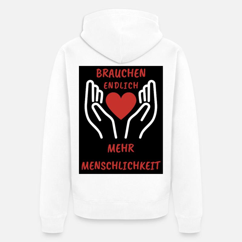 Herz- und Handdesign mit Botschaft - Unisex Premium Bio Zip Hoodie - Weiß