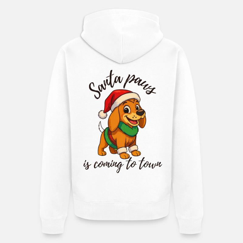 Chien de Noël avec chapeau de Père Noël - Veste à capuche bio Premium Unisexe - blanc