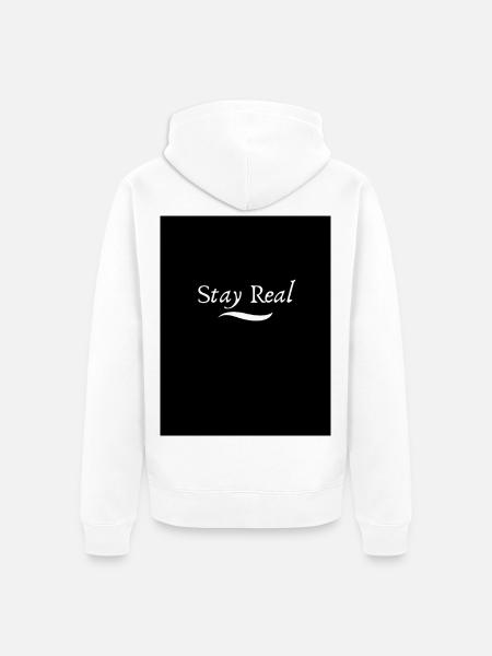 Stay Real Motivational Message - Unisex Premium Organic Zip Hoodie - white