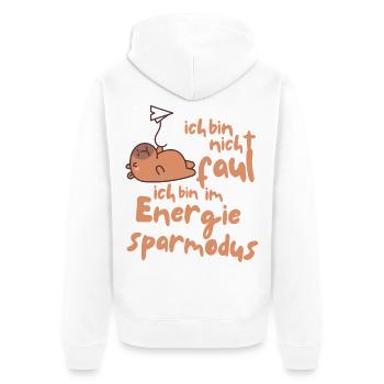 Ich bin nicht faul - Unisex Premium Bio Zip Hoodie - Weiß - Hinten - Thijin (182cm)