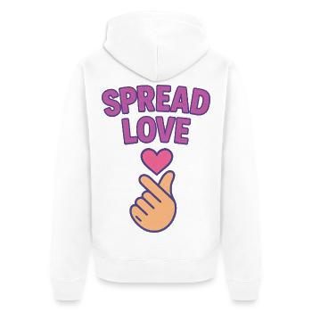 K-POP Liebe verbreiten: Herz-Hand-Geste - Unisex Premium Bio Zip Hoodie - Weiß - Hinten - Thijin (182cm)