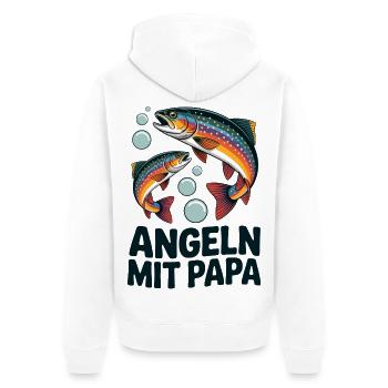 Pêche avec le motif de la famille papa - Veste à capuche bio Premium Unisexe - blanc - Dos - Thijin (182cm)