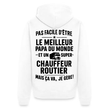Routier – Super Papa Routier - Veste à capuche bio Premium Unisexe - blanc - Dos - Thijin (182cm)