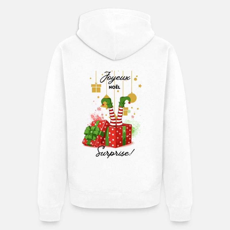 Joyeux_noel_surprise - Veste à capuche bio Premium Unisexe - blanc