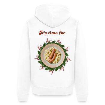 Weihnachten lustig - Weihnachtsessen - Heiligabend - Unisex Premium Bio Zip Hoodie - Weiß - Hinten - Thijin (182cm)