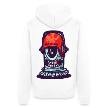 Skull Space Helmet - Unisex Premium Organic Zip Hoodie - white - Back - Thijin (182cm)