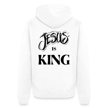 Jesus is King - Unisex Premium Organic Zip Hoodie - white - Back - Thijin (182cm)