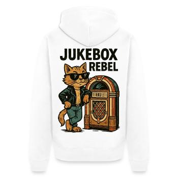 Rockabilly Jukebox Cool Cat Rebel Retro Gift - Unisex Premium Organic Zip Hoodie - white - Back - Thijin (182cm)