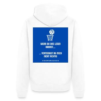 Read or Defend Saying Hoopsrausch - Unisex Premium Organic Zip Hoodie - white - Back - Thijin (182cm)