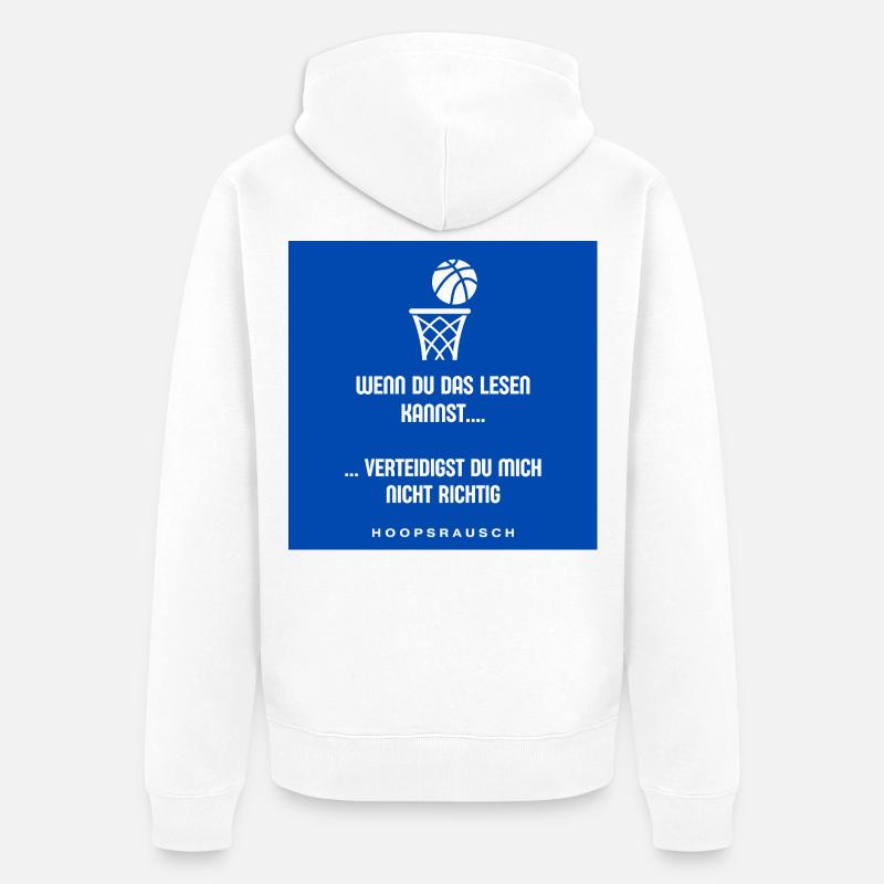 Lesen oder Verteidigen Spruch Hoopsrausch - Unisex Premium Bio Zip Hoodie - Weiß