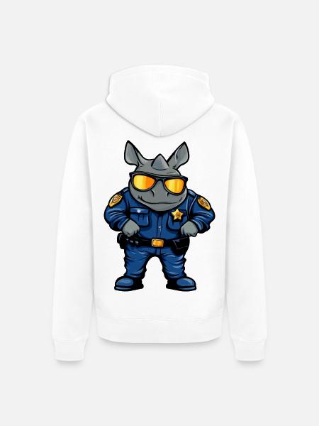 Nashörner Polizei / Polizist Nashorn - Unisex Premium Bio Zip Hoodie - Weiß