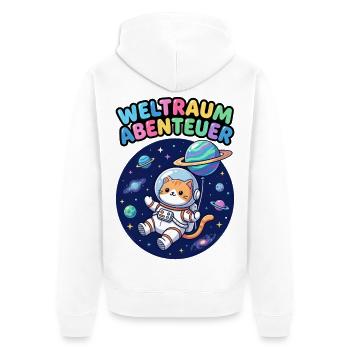 Space Adventurer Cat - Unisex Premium Organic Zip Hoodie - white - Back - Thijin (182cm)
