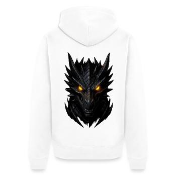 Dunkler Drachenkopf - Unisex Premium Bio Zip Hoodie - Weiß - Hinten - Thijin (182cm)