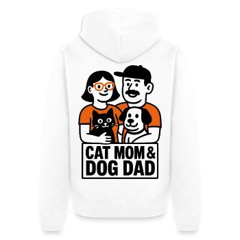 Cat Mom Dog Dad Minimalist Humor Design - Unisex Premium Bio Zip Hoodie - Weiß - Hinten - Thijin (182cm)