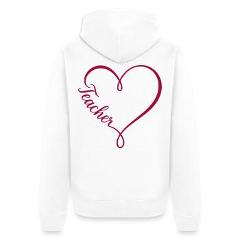 Professor – Professor - Unisex Premium Bio Zip Hoodie - Weiß - Hinten - Thijin (182cm)