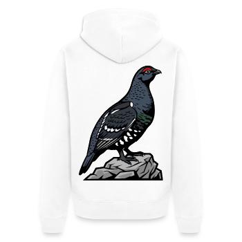 Bécasse noire sur roche - Veste à capuche bio Premium Unisexe - blanc - Dos - Thijin (182cm)