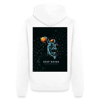 Bleu_SpaceModernSimpleT-ShirtNeverGiveUpMotivation - Veste à capuche bio Premium Unisexe - blanc - Dos - Thijin (182cm)