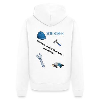 Schlosser T-Shirt Lustiges Geschenk Metallbau-Fans - Unisex Premium Bio Zip Hoodie - Weiß - Hinten - Thijin (182cm)
