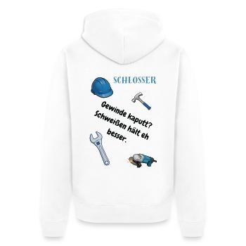 Schlosser T-Shirt Lustiges Geschenk Metallbau-Fans - Unisex Premium Bio Zip Hoodie - Weiß - Hinten - Thijin (182cm)