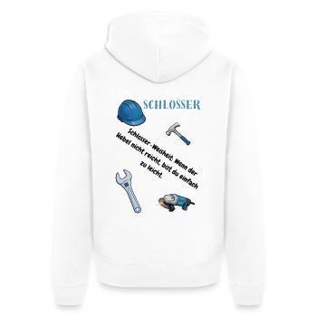 Schlosser T-Shirt Lustiges Geschenk Metallbau-Fans - Unisex Premium Bio Zip Hoodie - Weiß - Hinten - Thijin (182cm)