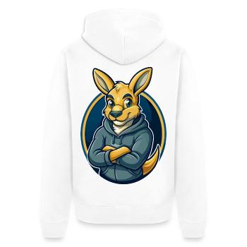 Kangaroo Kawaii mascotte dessin animé Clipart Logo Badge - Veste à capuche bio Premium Unisexe - blanc - Dos - Thijin (182cm)