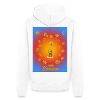 Katzen Sommerglanz - Unisex Premium Bio Zip Hoodie - Weiß - Hinten - Thijin (182cm)