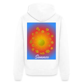 Sommer Sonne Glitzerblumen Muster - Unisex Premium Bio Zip Hoodie - Weiß - Hinten - Thijin (182cm)
