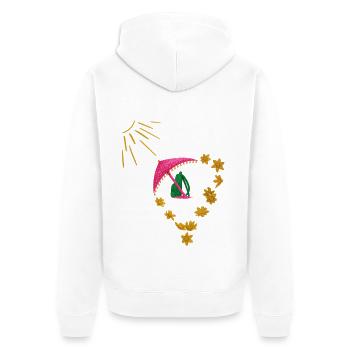 Fêtes avec le cœur et le soleil - Veste à capuche bio Premium Unisexe - blanc - Dos - Thijin (182cm)