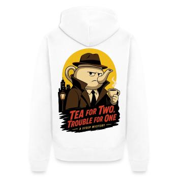 Tea for Two Trouble for One – Teekannen Detektiv - Unisex Premium Bio Zip Hoodie - Weiß - Hinten - Thijin (182cm)