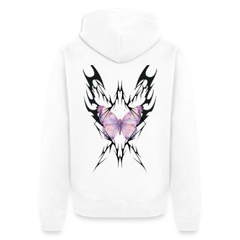 GEBOREN, UM ZERSTÖRT ZU WERDEN - Unisex Premium Bio Zip Hoodie - Weiß - Hinten - Thijin (182cm)