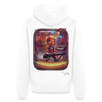 Ameise MALÚ Keyboard Synthesizer Band Rock Pop Art - Unisex Premium Bio Zip Hoodie - Weiß - Hinten - Thijin (182cm)